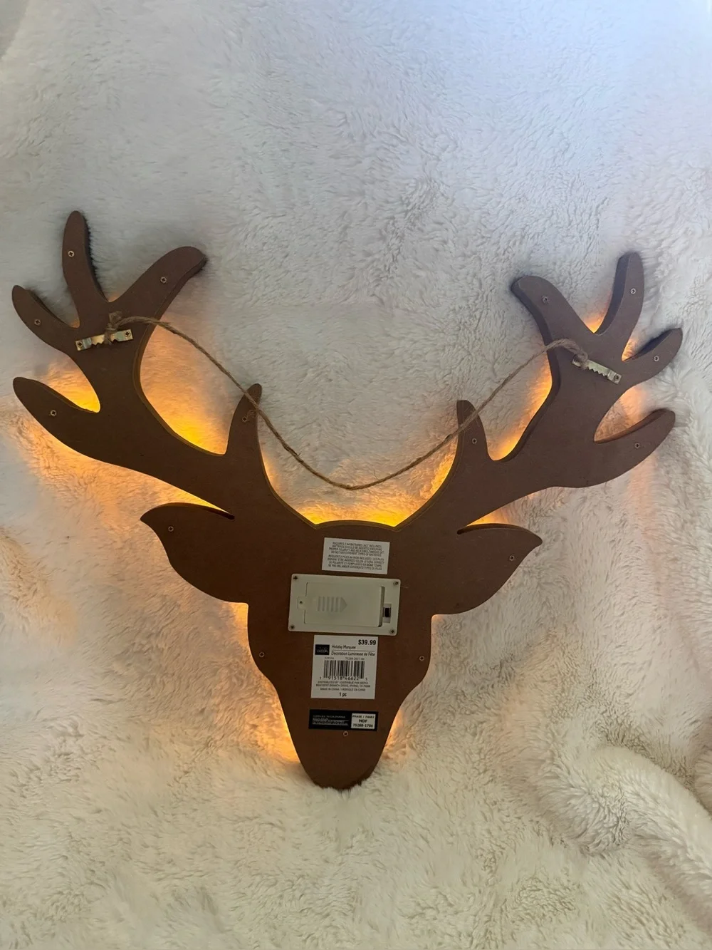 Studio Decor Brown Wooden Deer Head with Warm White LED Lights